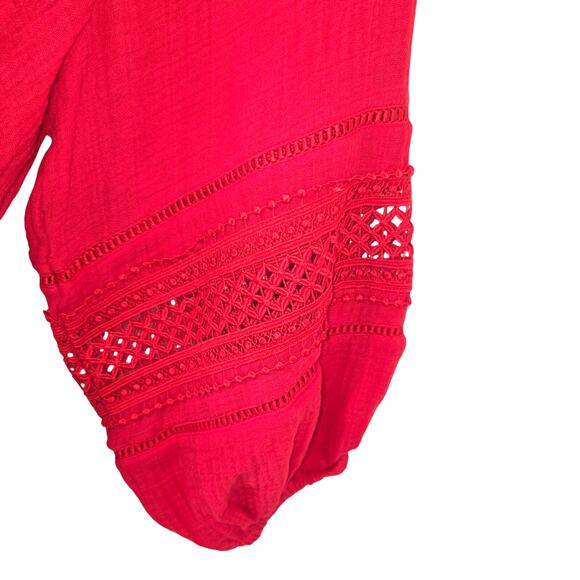 Calypso St Barth Womens Gauzy Cotton Boho Top Plus Size 2X Red NEW - Picture 2 of 4